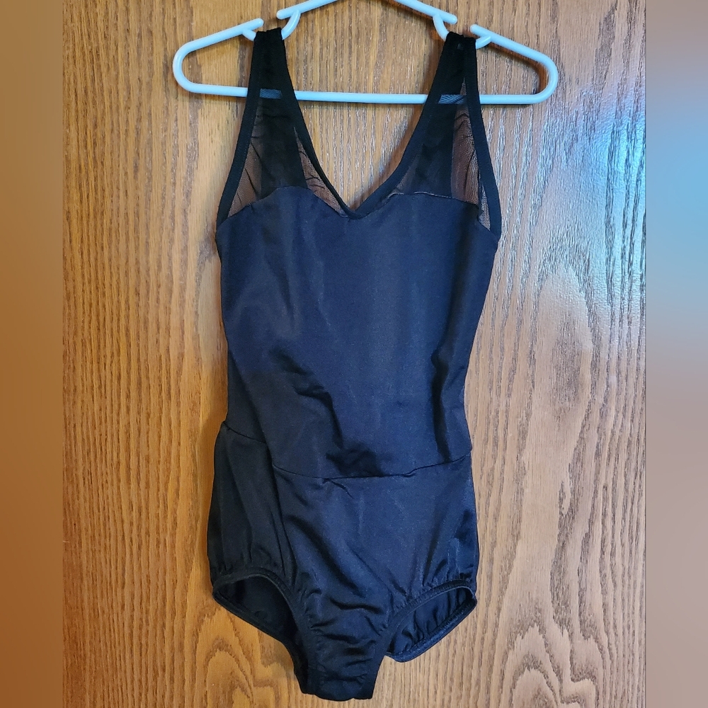 Black Mesh Detail Ballet Leotard